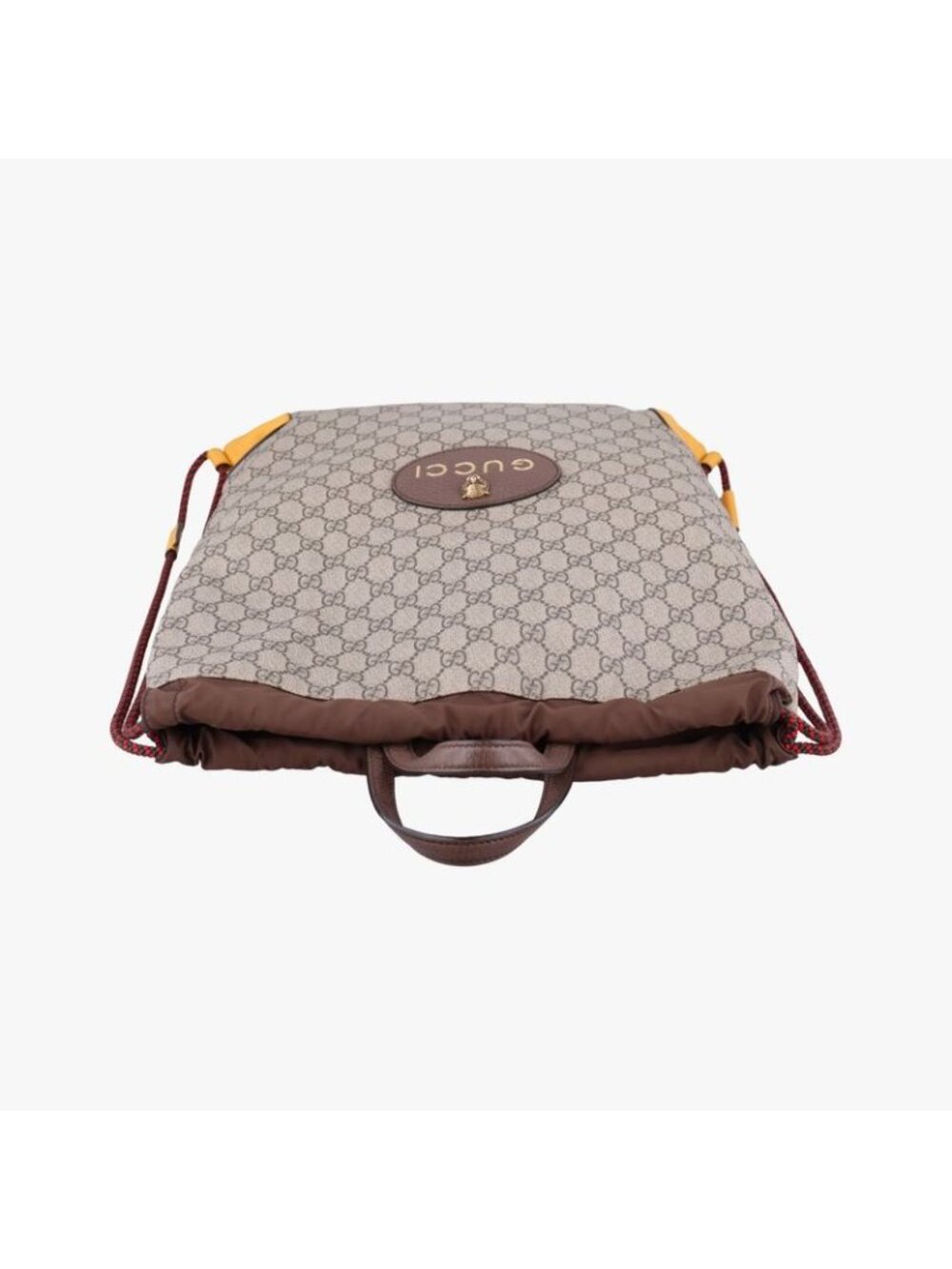 ★SOLD★ Gucci GG Supreme Drawstring Beige Yellow Canvas Leather Tote - Picture 8 of 15